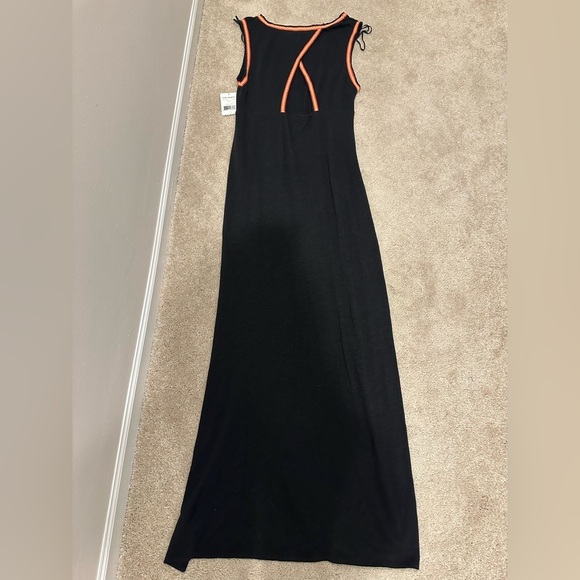 FREE PEOPLE Sabrina Black Cotton Knit Open Back Maxi Dress Boho Sz M NWT - Picture 5 of 5